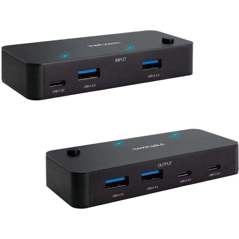 Conmutador USB Nanocable 10.12.0011 / 2x USB / 2x USB Tipo C
