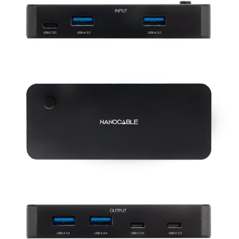 Conmutador USB Nanocable 10.12.0011 / 2x USB / 2x USB Tipo C