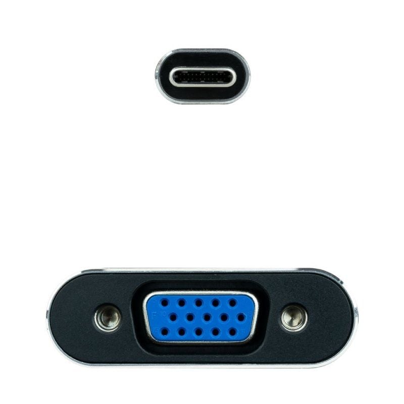 Conversor Nanocable 10.16.4101-g / USB Tipo C Macho - VGA Fêmea / 10cm / Preto e Cinzento