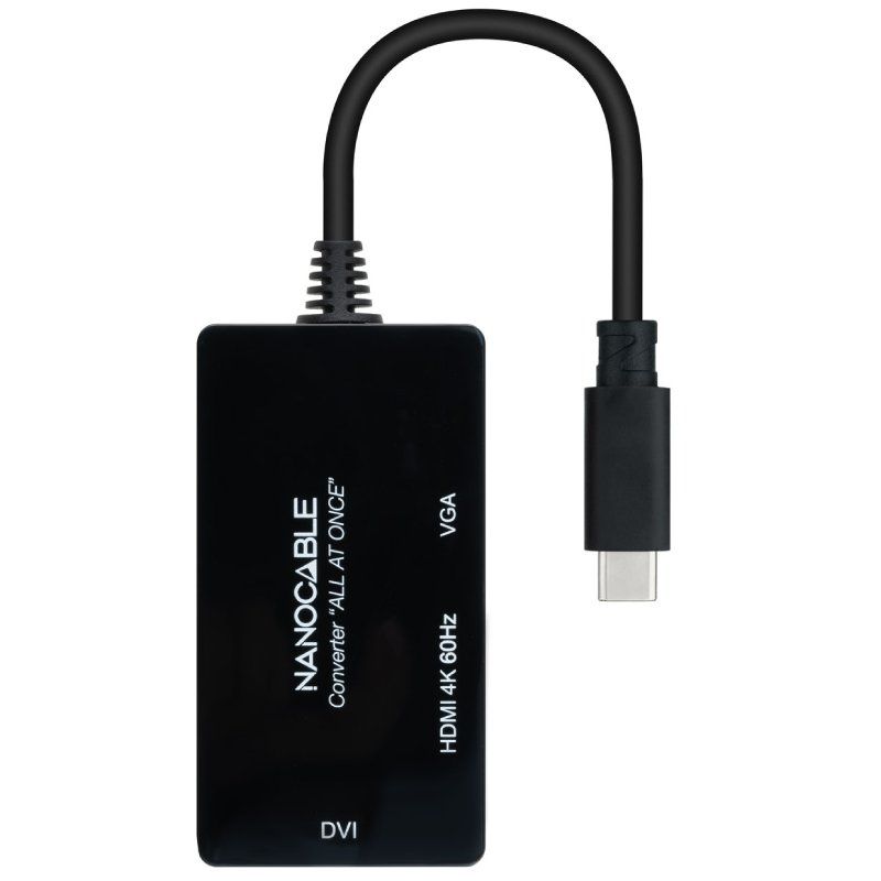 Nanocable 10.16.4301-all Conversor / USB Tipo C Macho - HDMI Fêmea - Dvi-i Fêmea - VGA Fêmea / 20cm…