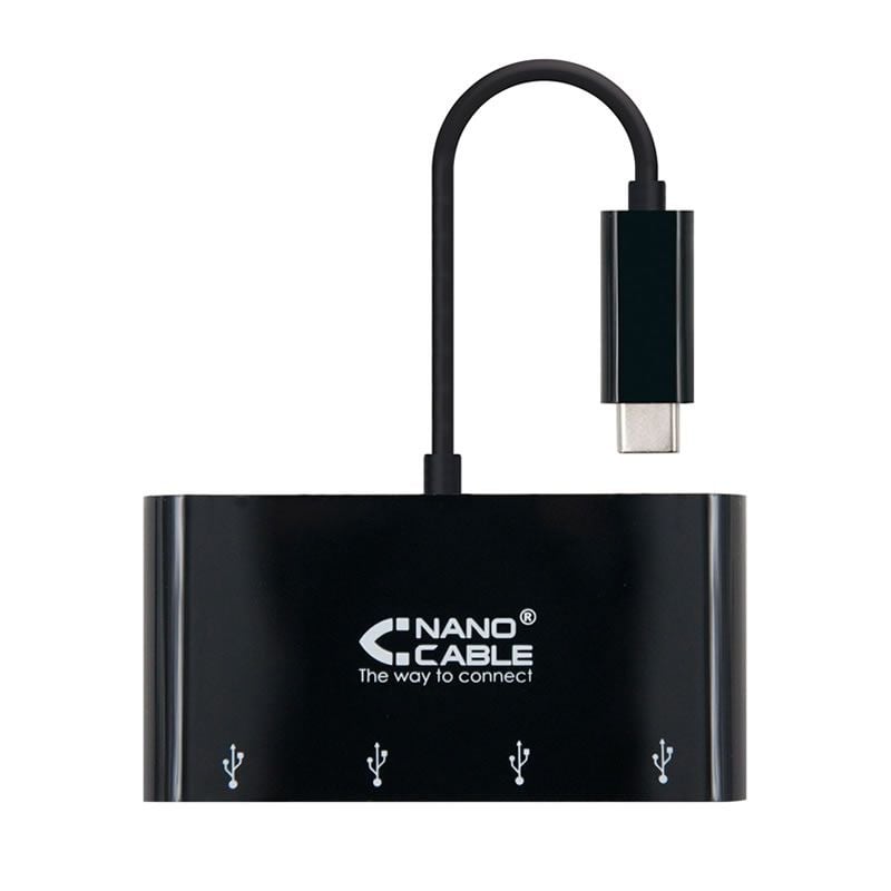 Concentrador USB Tipo C Nanocable 10.16.4401-bk / 4xusb