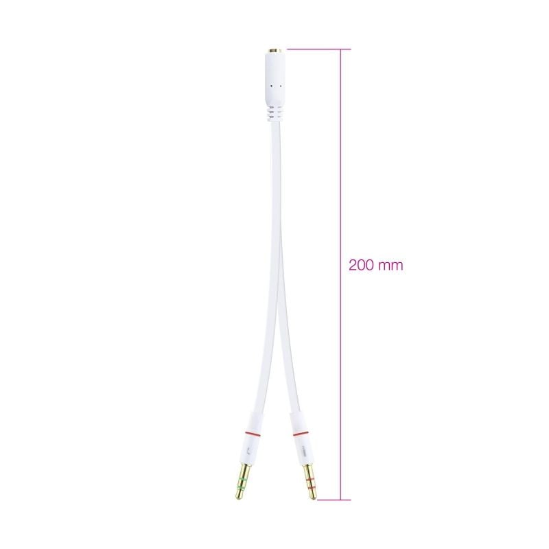 Cabo Estéreo Nanocable 10.24.1203 / Jack 3.5 Fêmea - 2x Jack 3.5 Macho / 20cm / Branco
