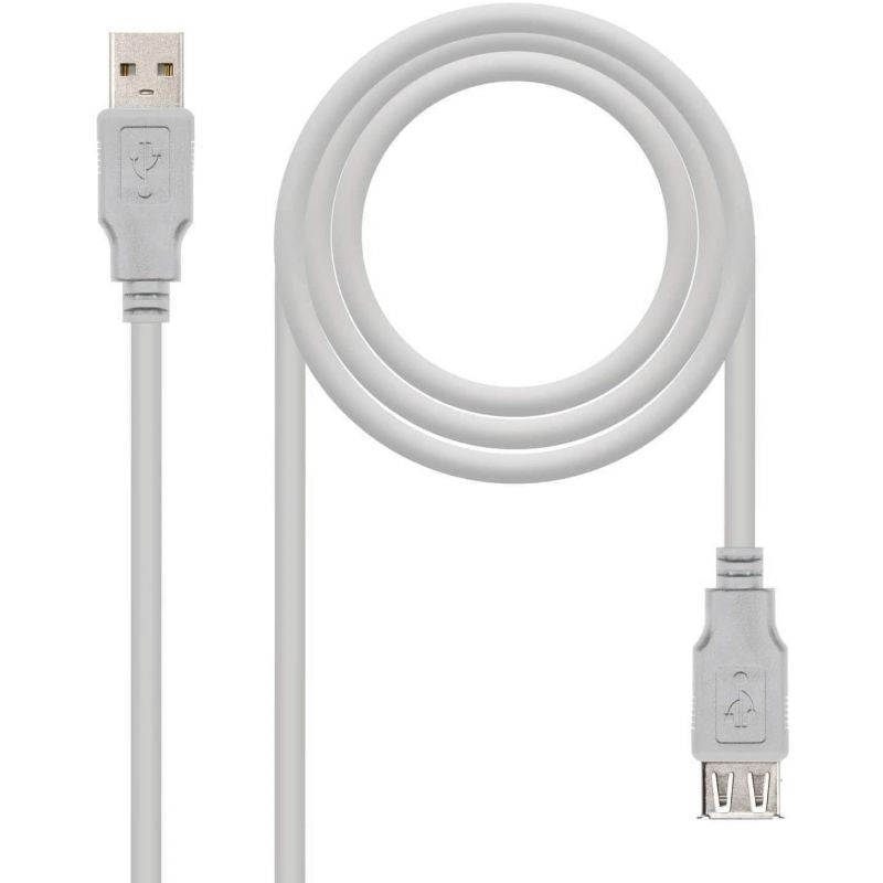 Cabo de Extensão USB 2.0 Nanocable 10.01.0204 / USB Macho - USB Fêmea / 3m / Bege