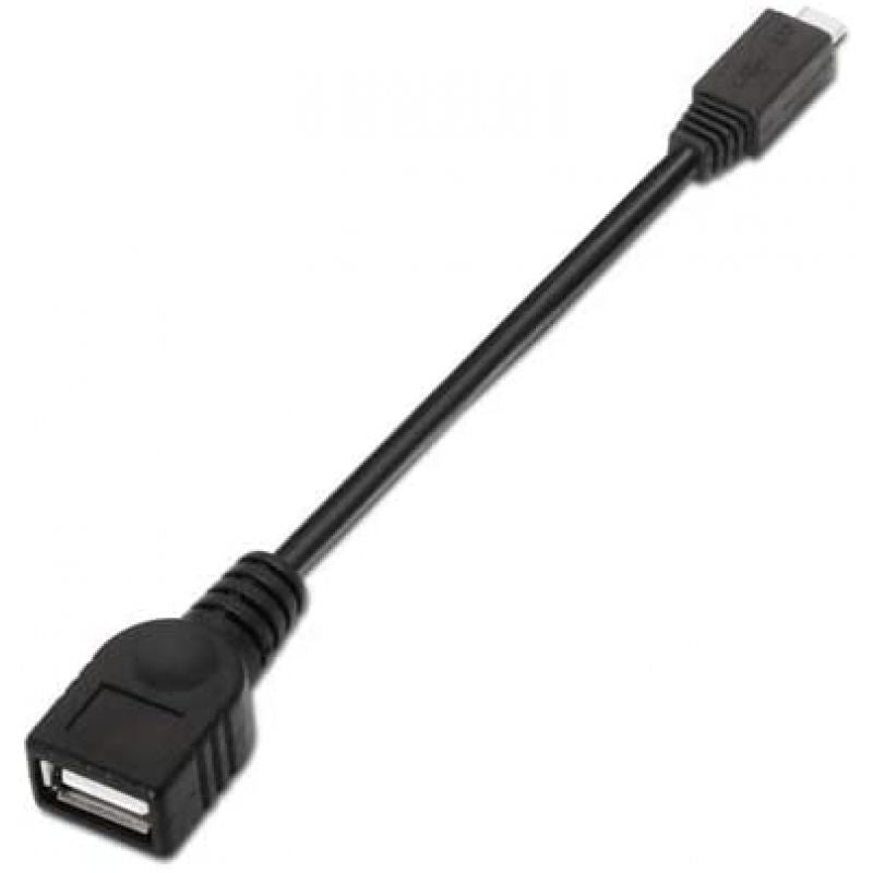 Cabo USB 2.0 Nanocable 10.01.3500 / Microusb Macho - USB Fêmea / 15cm / Preto