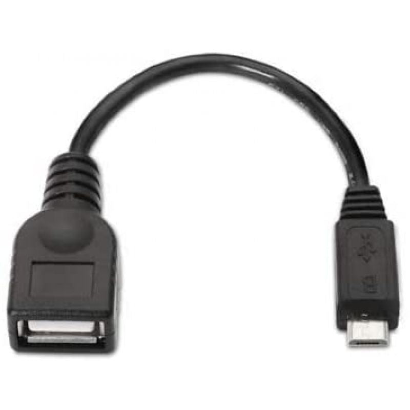 Cabo USB 2.0 Nanocable 10.01.3500 / Microusb Macho - USB Fêmea / 15cm / Preto