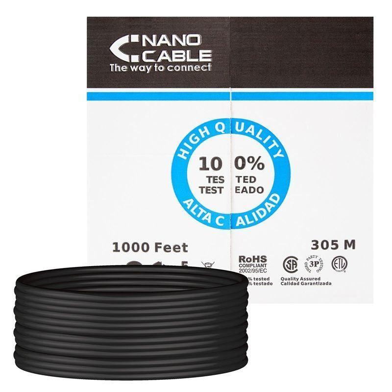 Nanocable 10.20.0304-ext-bk Cat.5e / 305m / Enrolador de Cabo UTP RJ45 para Exterior / À Prova de Á…