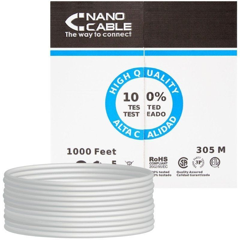 Nanocable 10.20.0304-flex Bobina de Cabo UTP RJ45 Cat.5e / 305m / Cinzento