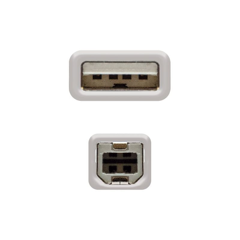 Cabo USB 2.0 para Impressora Nanocable 10.01.0104 / USB Tipo B Macho - USB Macho / 3m / Bege