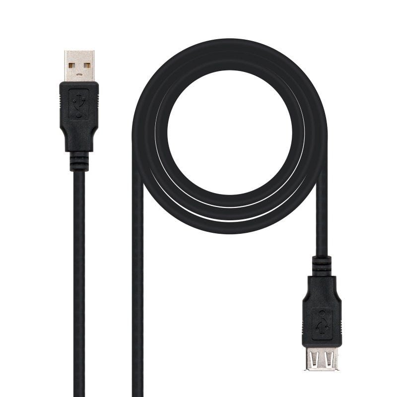 Cabo de Extensão USB 2.0 Nanocable 10.01.0202-bk / USB Macho - USB Fêmea / 1m / Preto