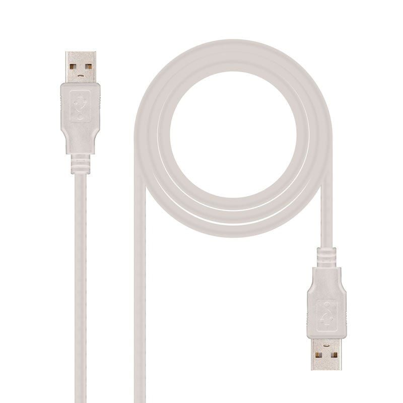 Cabo USB 2.0 Nanocable 10.01.0302 / USB Macho - USB Macho / 1m / Bege