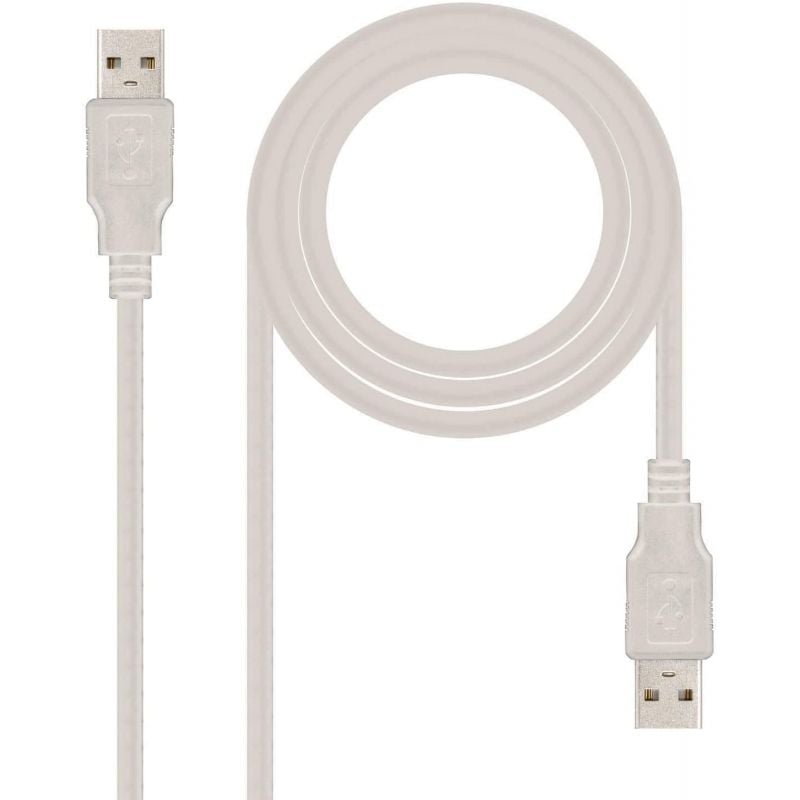 Cabo USB 2.0 Nanocable 10.01.0303 / USB Macho - USB Macho / 2m / Bege
