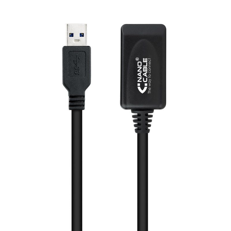 Cabo de Extensão USB 3.0 com Amplificador Nanocable 10.01.0311 / USB Macho - USB Fêmea / 5m / Preto