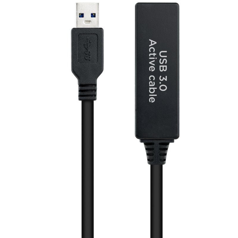 Cabo de Extensão USB 3.0 Amplificador Nanocable 10.01.0312 / USB Macho - USB Fêmea / 10m / Preto