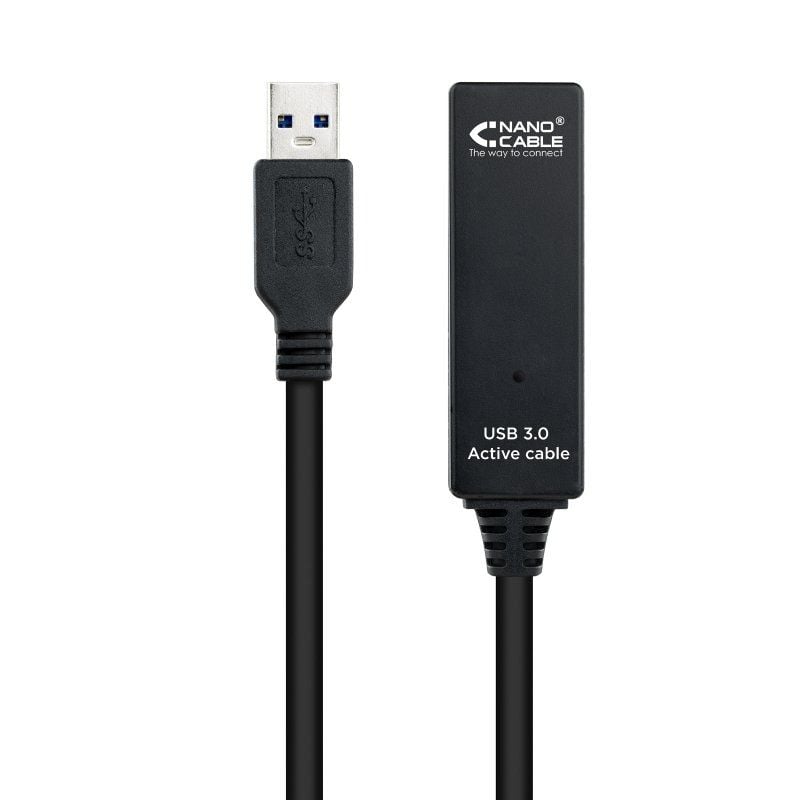 Cabo de Extensão USB 3.0 Nanocable 10.01.0313 / USB Macho - USB Fêmea / 15m / Preto