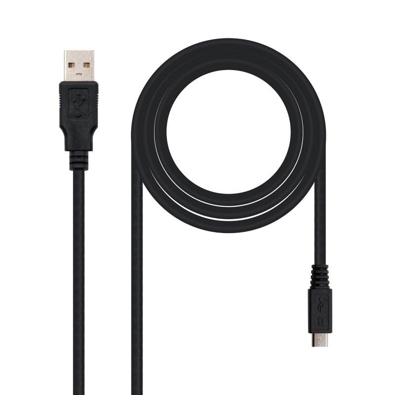 Cabo USB 2.0 Nanocable 10.01.0500 / USB Macho - Microusb Macho / 80cm / Preto