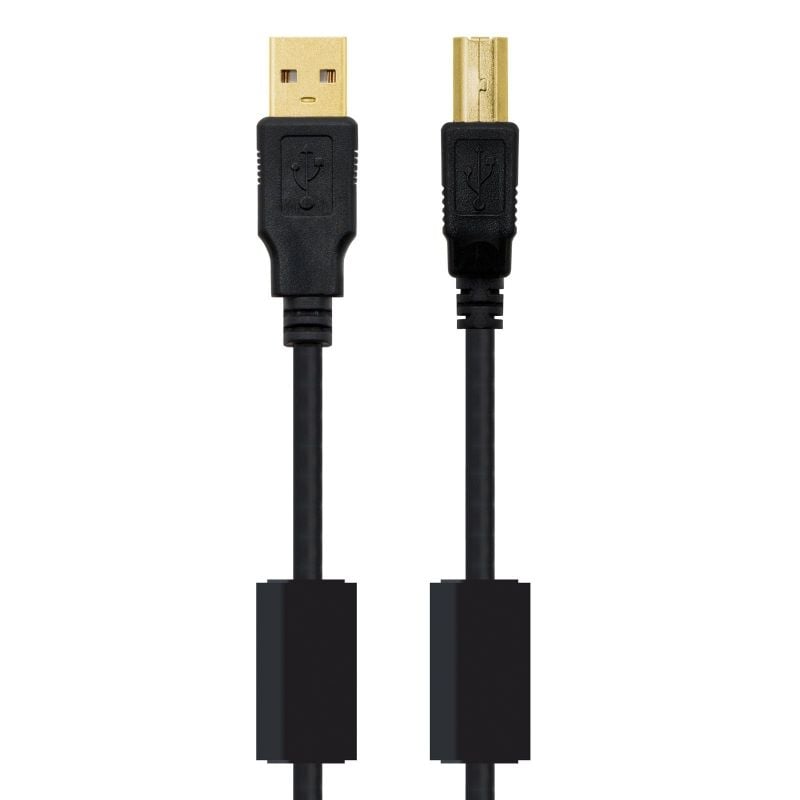 Cabo USB 2.0 para Impressora Nanocable 10.01.1202 / USB Tipo B Macho - USB Macho / 2m / Preto