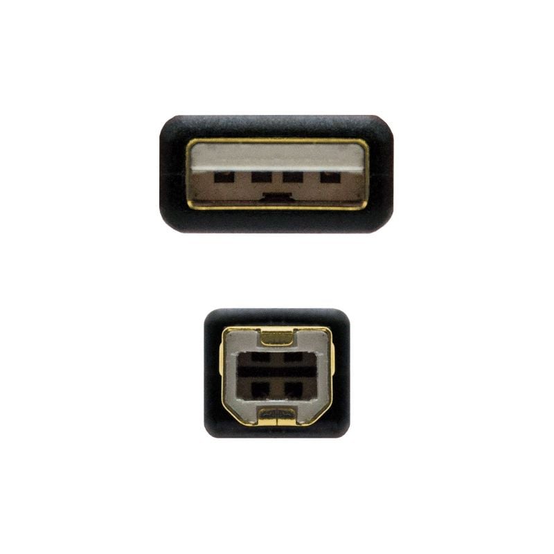 Cabo USB 2.0 para Impressora Nanocable 10.01.1202 / USB Tipo B Macho - USB Macho / 2m / Preto