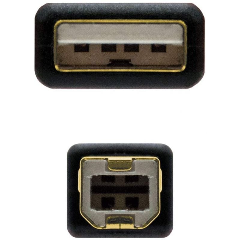 Cabo USB 2.0 para Impressora Nanocable 10.01.1203 / USB Tipo B Macho - USB Macho / 3m / Preto