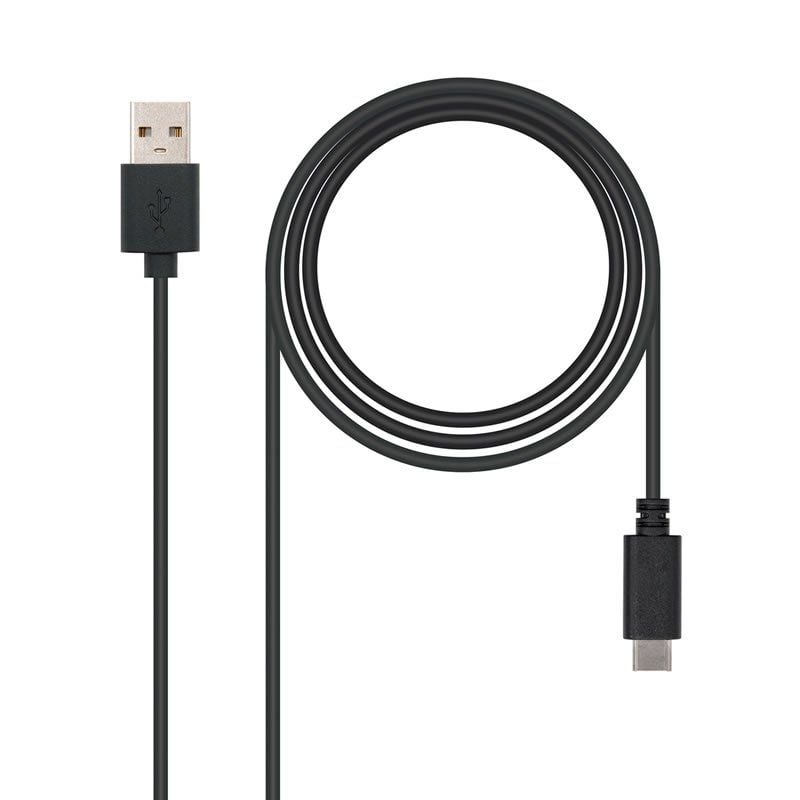 Cabo USB 2.0 Nanocable 10.01.2101 / USB Tipo C Macho - USB Macho / 1m / Preto