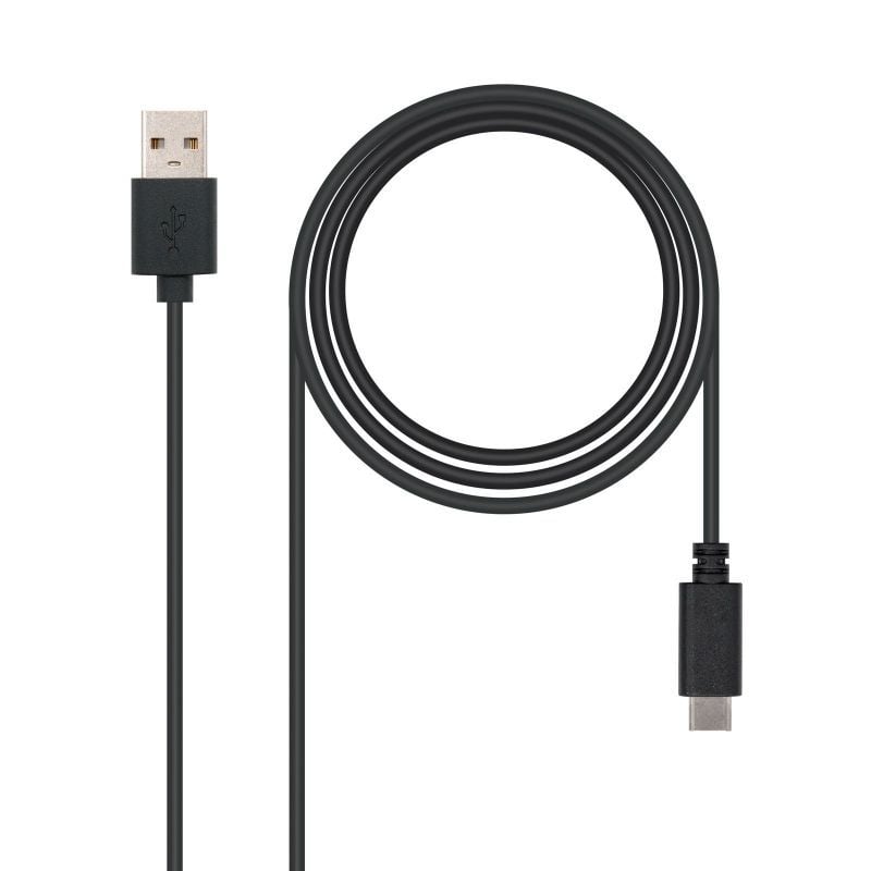 Cabo USB 2.0 Nanocable 10.01.2102 / USB Tipo C Macho - USB Macho / 2m / Preto