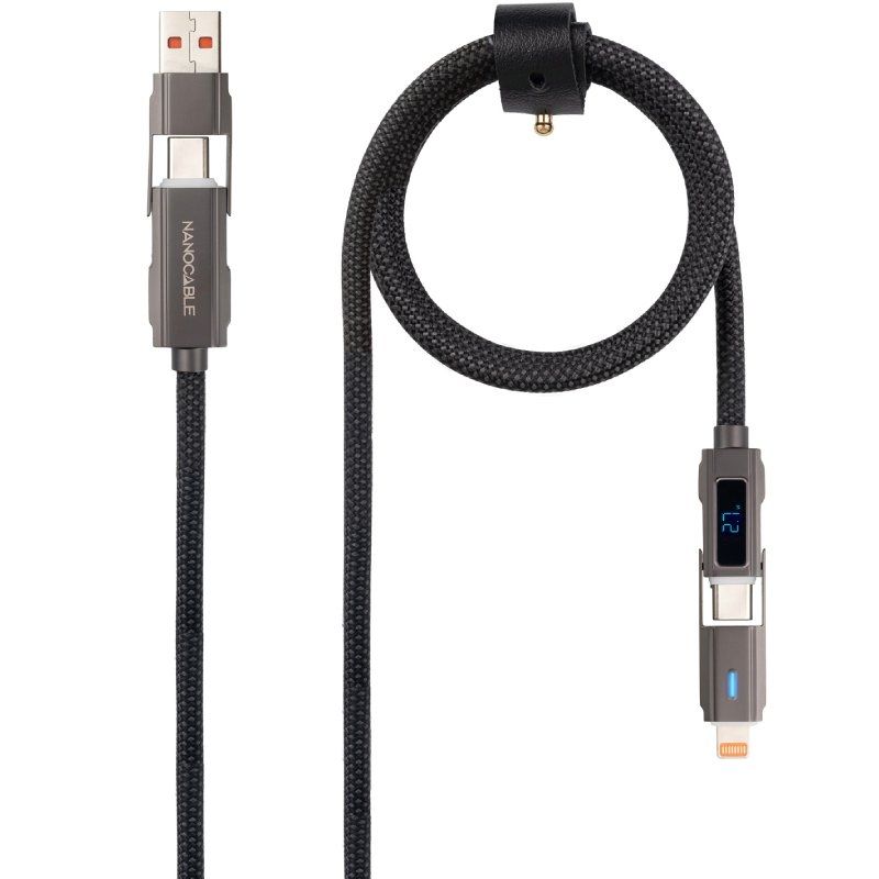 Cabo USB 2.0 Tipo C Nanocable 10.01.2501 / USB Tipo C Macho + USB Macho - USB Tipo C Macho + Lightn…