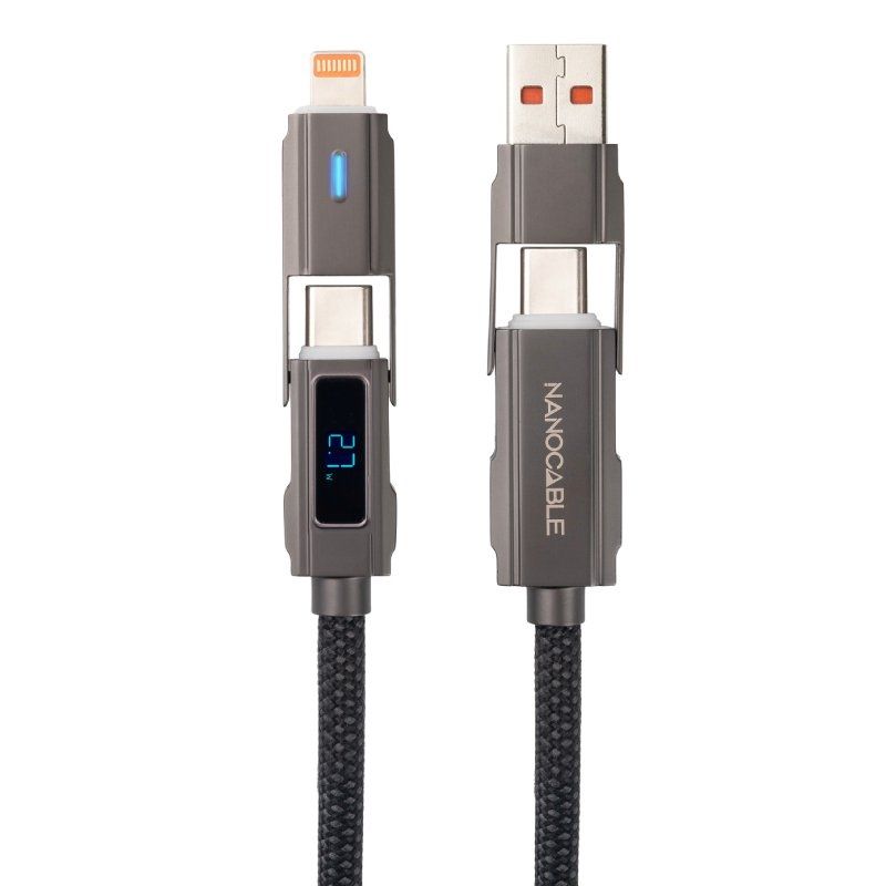 Cabo USB 2.0 Tipo C Nanocable 10.01.2501 / USB Tipo C Macho + USB Macho - USB Tipo C Macho + Lightn…