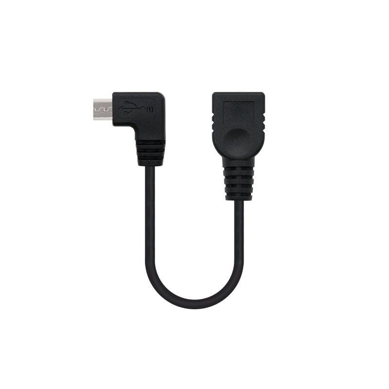 Cabo USB 2.0 Nanocable 10.01.3600 / Microusb Macho - USB Fêmea / 15cm / Preto