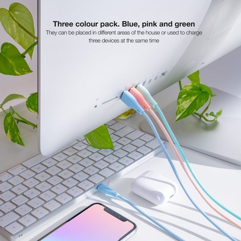 Cabos USB 2.0 Lightning Nanocable 10.10.0401-co1 / USB Macho - Lightning Macho / 1m / 3 Pcs / Rosa,…