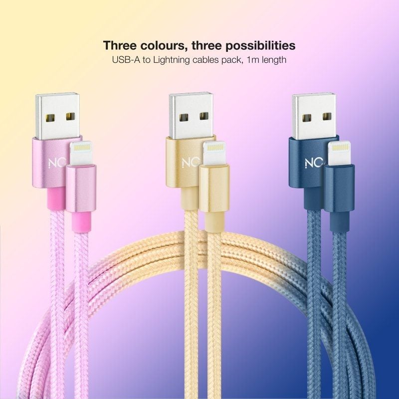 Cabos USB 2.0 Lightning Nanocable 10.10.0401-co2 / Macho USB - Macho Lightning / 1m / 3 Unidades /…