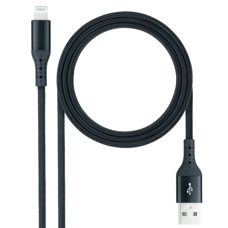 Cabo USB 2.0 Lightning Nanocable 10.10.0401-cobk / USB Macho - Lightning Macho / 1m / Preto