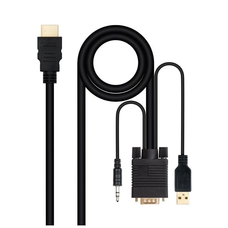 Cabo Conversor Nanocable 10.15.4350 / HDMI Macho - VGA Macho - Jack 3.5 Macho - USB Macho / 1.8m /…