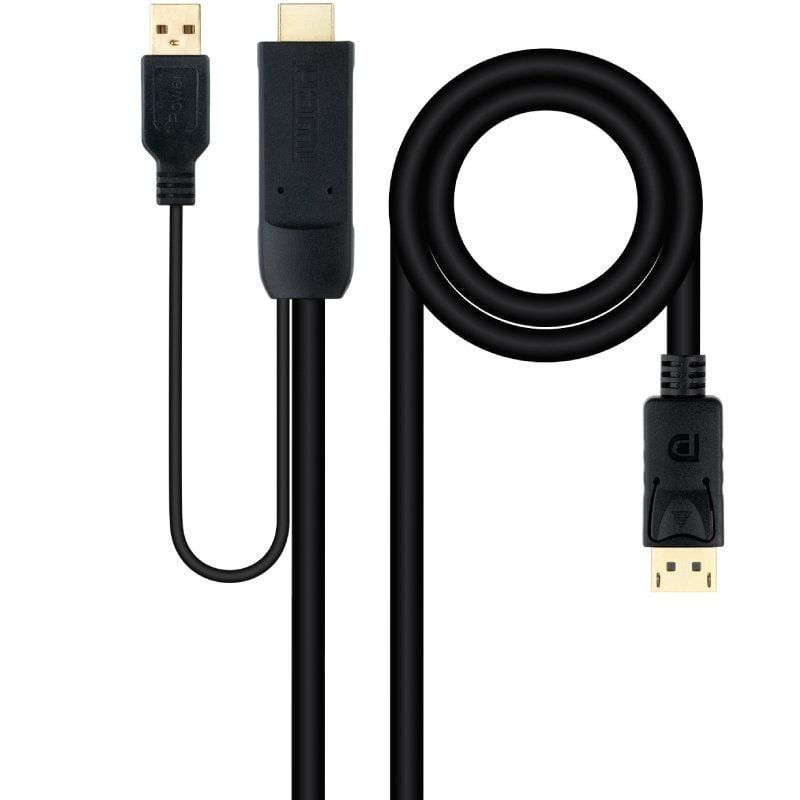 Cabo Conversor Nanocable 10.15.4352 / HDMI Macho - Displayport Macho / 1,8m / Preto