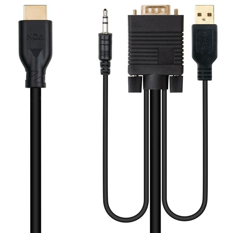 Cabo Conversor Nanocable 10.15.4612 / HDMI Macho - VGA Macho / Jack 3.5 Macho / USB Macho / 1.8m /…