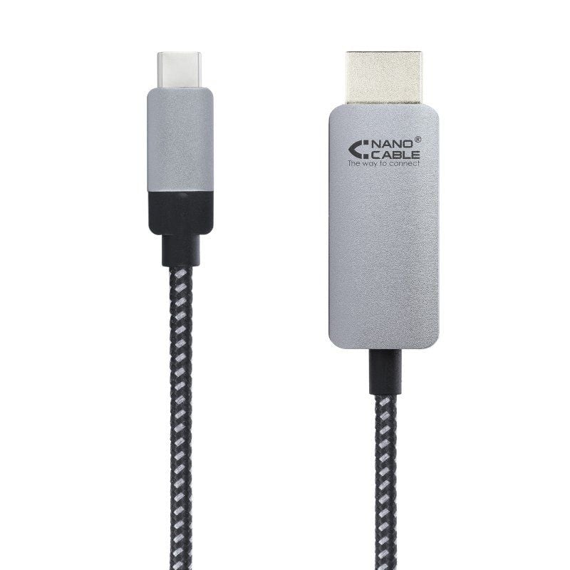 Cabo Conversor Nanocable 10.15.5102 / USB Tipo C Macho - HDMI Macho / 1,8 M / Preto