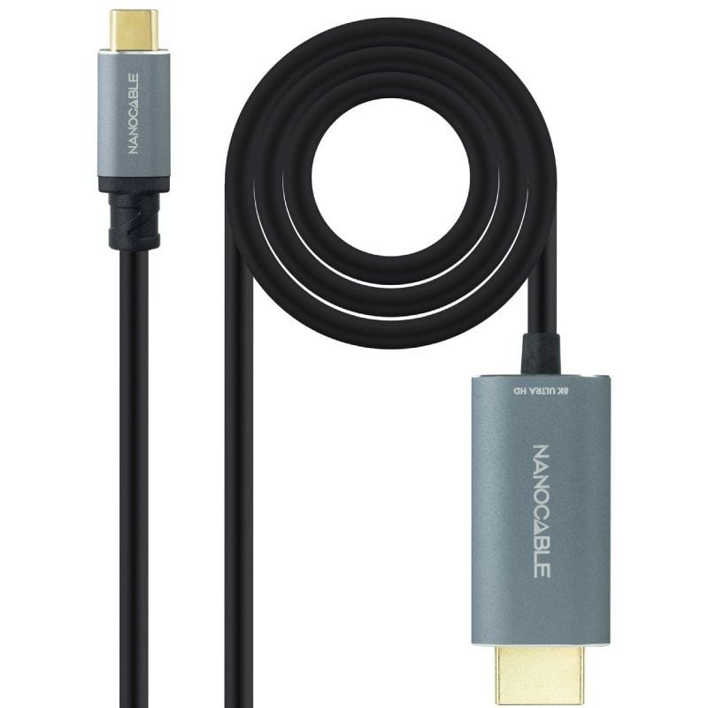 Cabo Conversor Nanocable 10.15.5162 / USB Tipo C Macho - HDMI Macho / 1,8 M / Preto