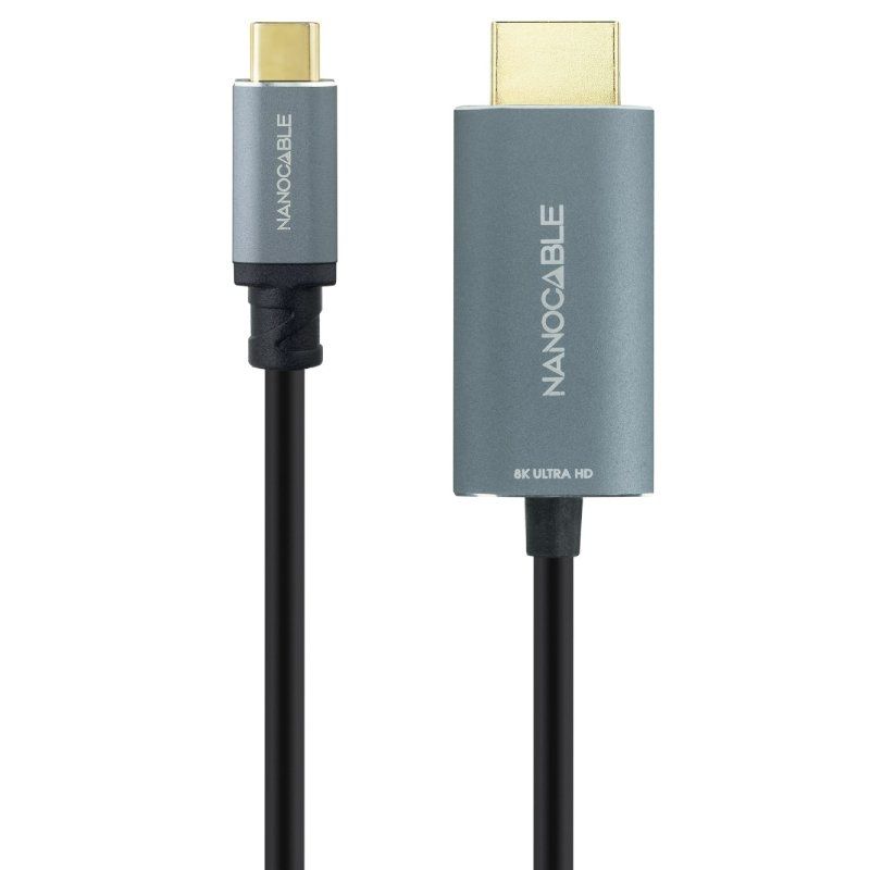 Cabo Conversor Nanocable 10.15.5162 / USB Tipo C Macho - HDMI Macho / 1,8 M / Preto