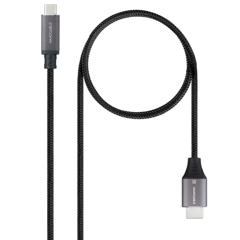 Cabo Conversor Nanocable 10.15.5262 / USB Tipo C Macho - HDMI Macho / 1,8 M / Preto