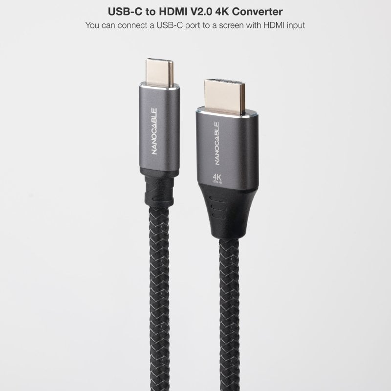 Cabo Conversor Nanocable 10.15.5262 / USB Tipo C Macho - HDMI Macho / 1,8 M / Preto
