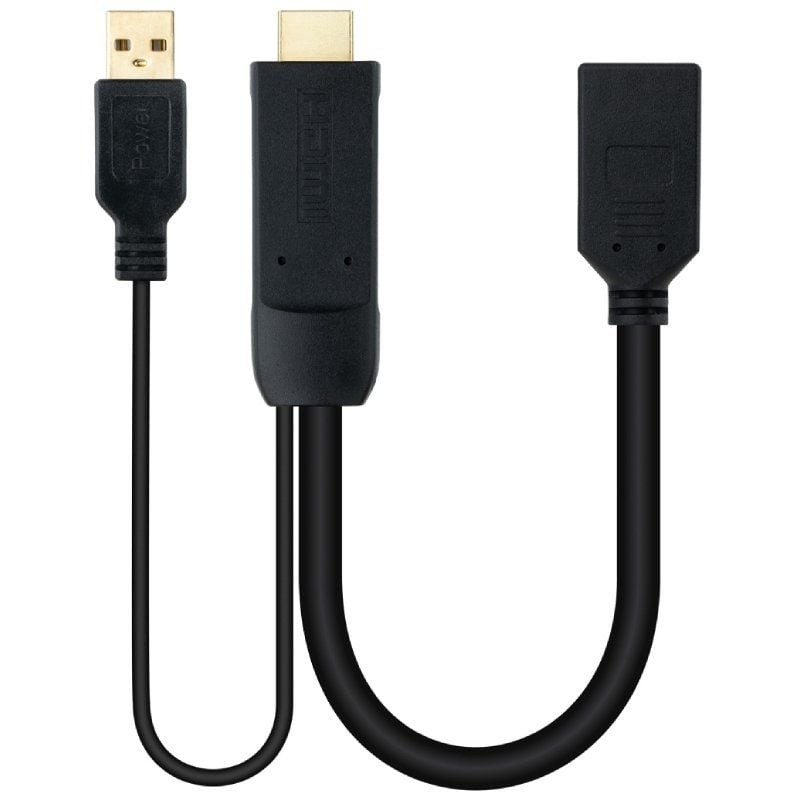 Cabo Conversor Nanocable 10.16.0205 / HDMI Macho - Displayport Fêmea / 20cm / Preto