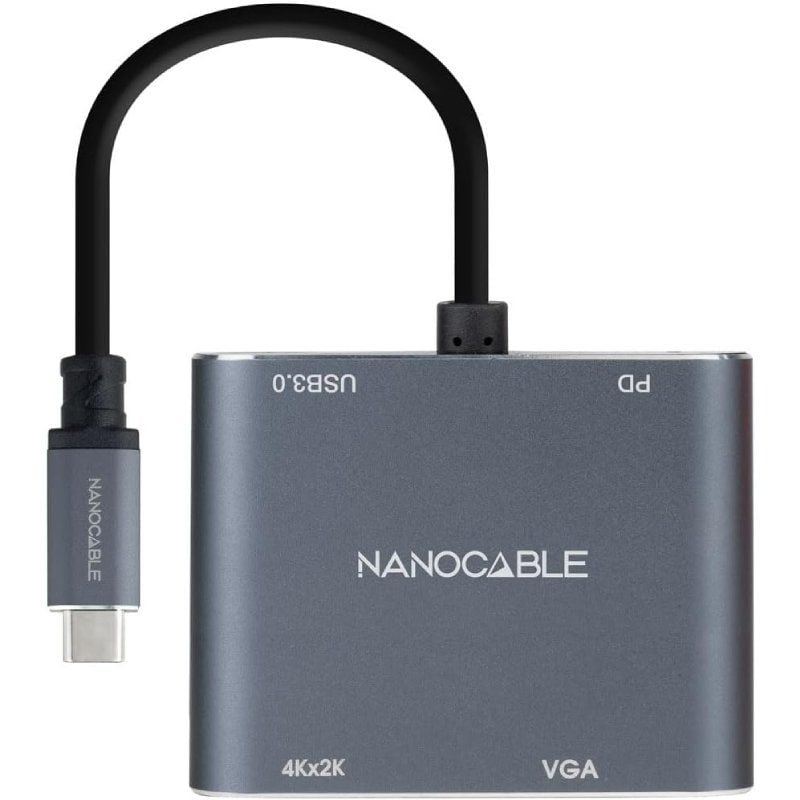 Nanocable 10.16.4304 Conversor / USB Tipo C Macho / HDMI 4K Fêmea - VGA Fêmea - USB Tipo C PD Fêmea…