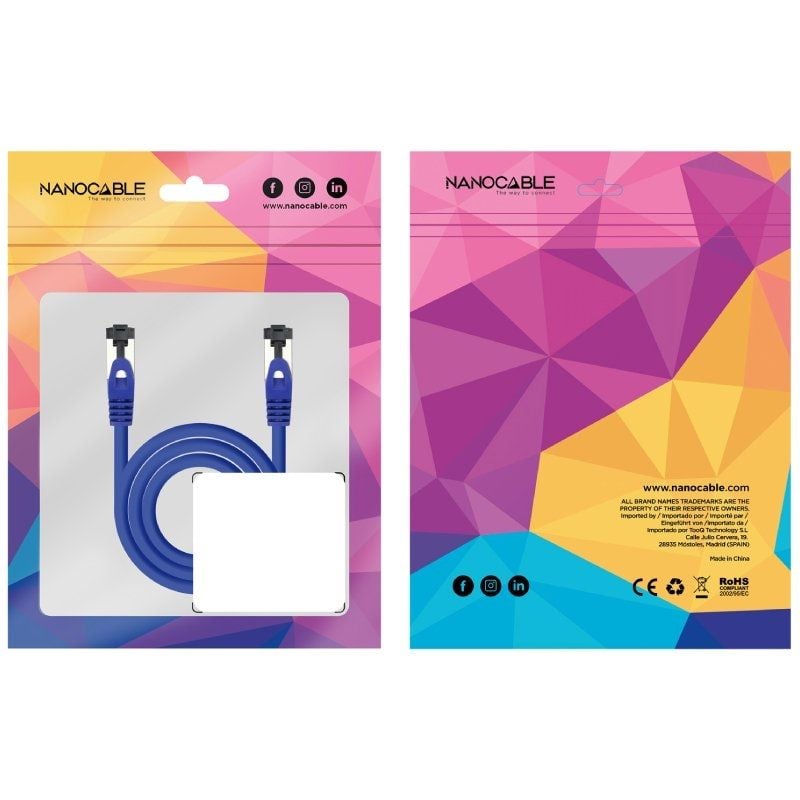 Cabo de Rede RJ45 SSTP Nanocable 10.20.2001-bl Cat.8.1 / 1m / Azul