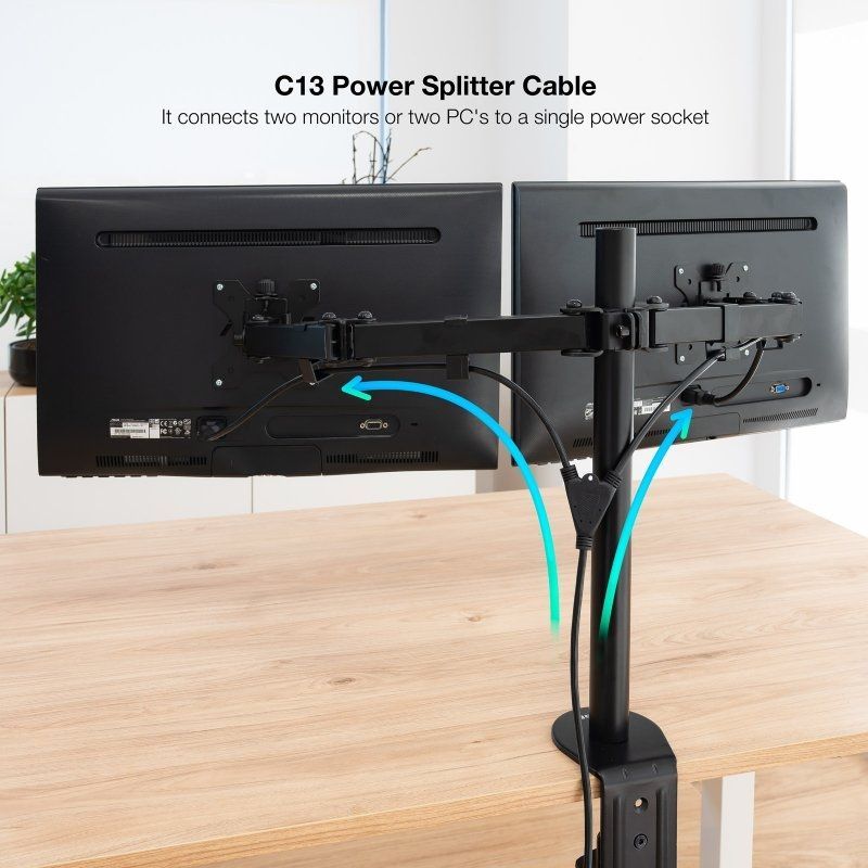 Cabo de Alimentação Nanocable 10.22.0100-l300 / Schuko Macho - 2 X C13 Fêmea / 3m / Preto