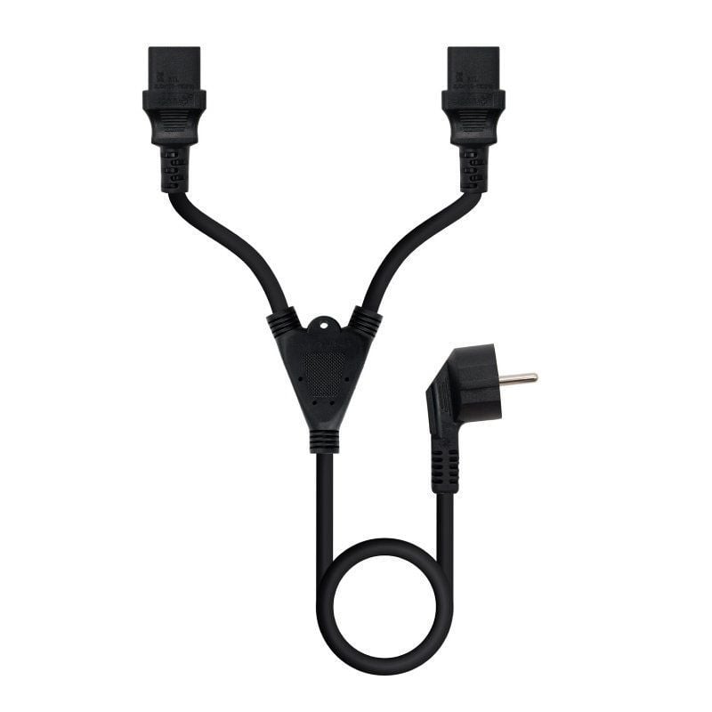 Cabo de Alimentação Nanocable 10.22.0100 / Schuko Macho - 2 X C13 Fêmea / 1,8m / Preto