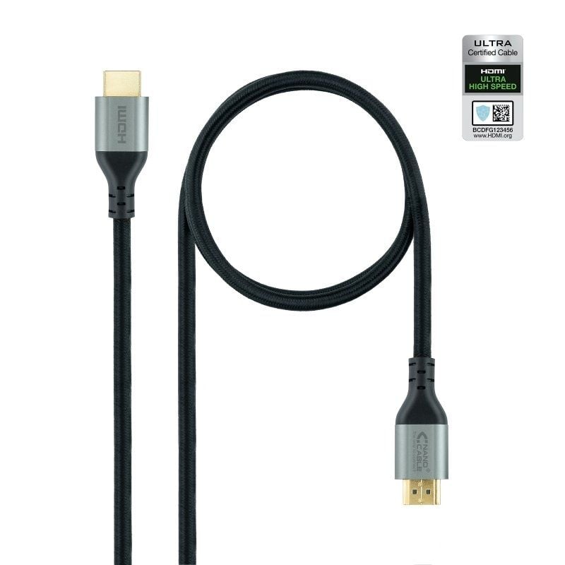 Nanocabo HDMI 2.1 8K 10.15.8101-l150 / Macho HDMI - Macho HDMI / 1,5m / Certificado / Preto