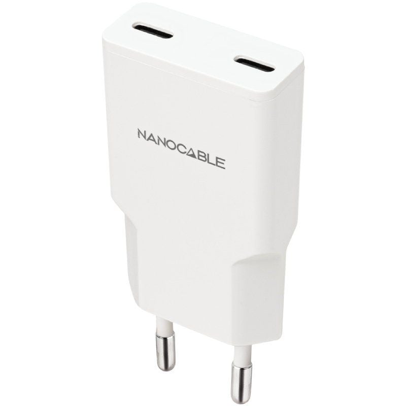 Carregador de Parede Nanocable 10.10.2023 / 2xusb Type-c / 20W / Branco