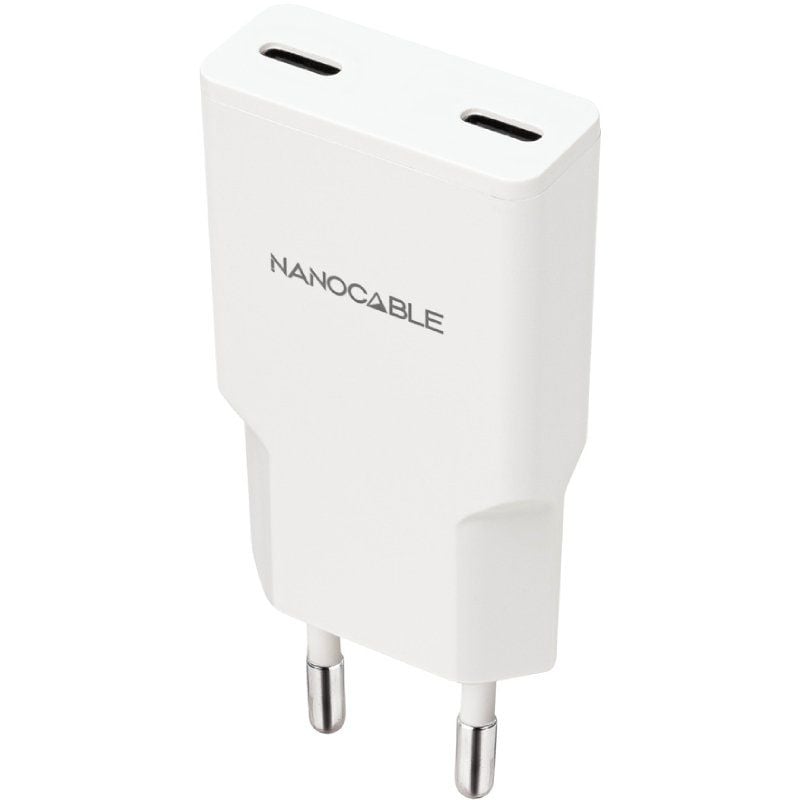 Carregador de Parede Nanocable 10.10.2026 / 2xusb Type-c / 25W / Branco