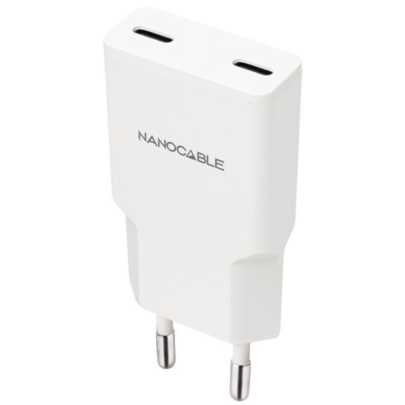 Carregador de Parede Nanocable 10.10.2029 / 2xusb Type-c / 30W / Branco
