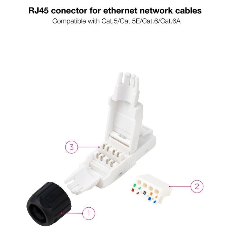 Conector UTP RJ45 Nanocable 10.21.0601 / Cat.6a / Auto-cravação / 10 Unid.