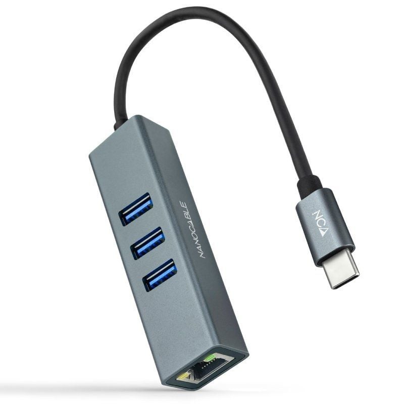 Concentrador USB Tipo C Nanocable 10.03.0408 / 3xusb / 1xrj45 / Cinzento