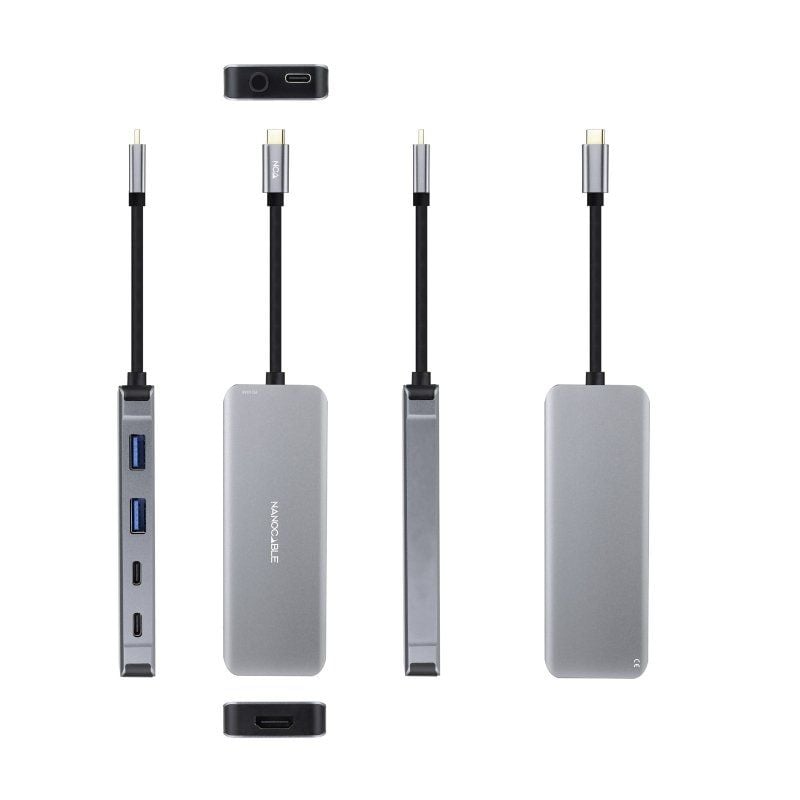Cabo de Ancoragem Tipo C Nanocable 10.16.1006 / 2xusb / 1xhdmi 4K / 2xusb Tipo C / 1xusb Tipo C PD